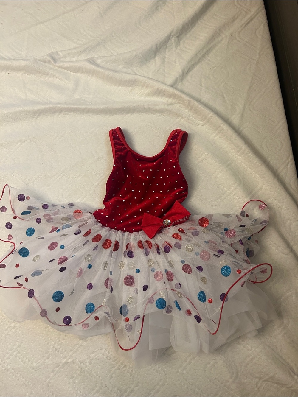 Girls Red Velvet Polka Dot Tutu Dress - Kids Costume